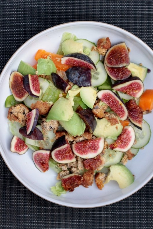 fig falafel and advocado salad