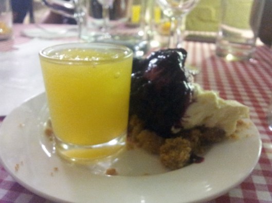 Orange & bourbon granita & cheesecake