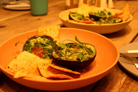 avocado with chickpea chips