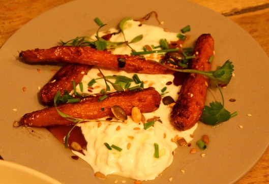 Roasted Carrots with Stracciatella & Mango Chutney